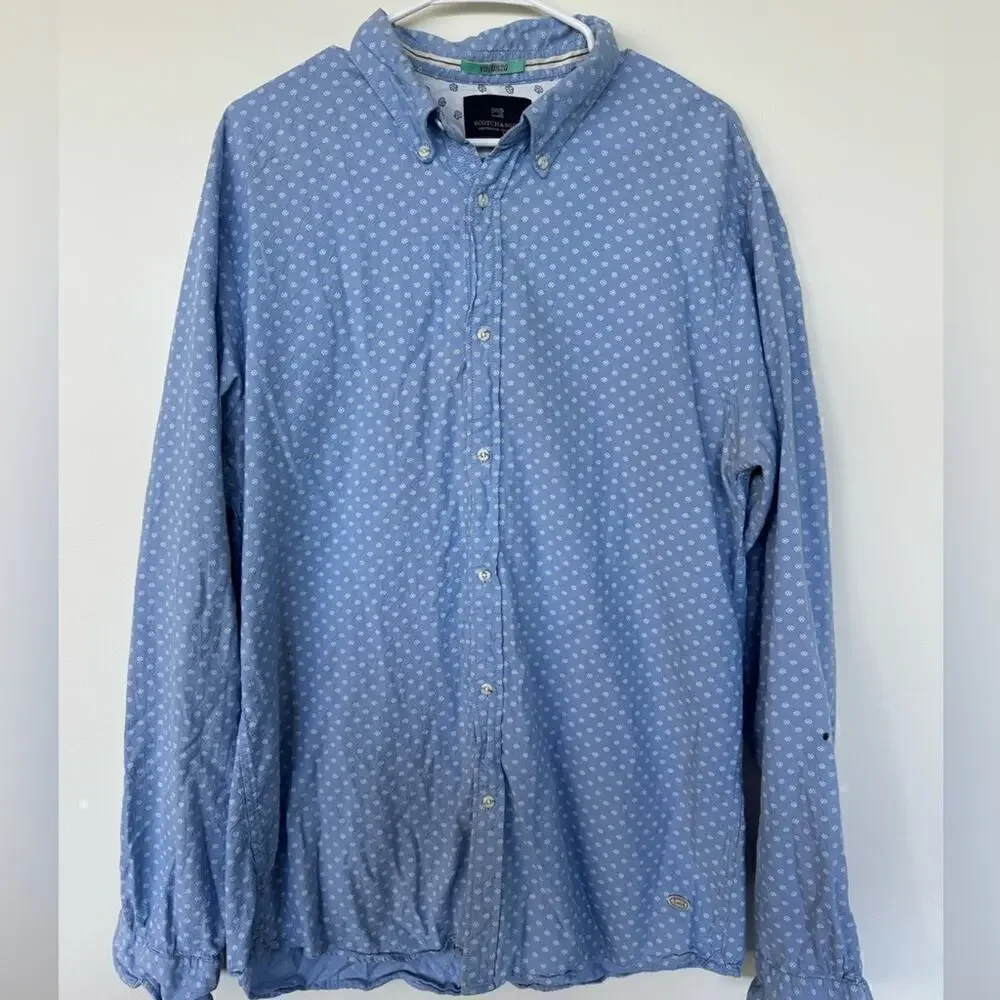 Scotch & Soda Blue White Button Down Shirt Large